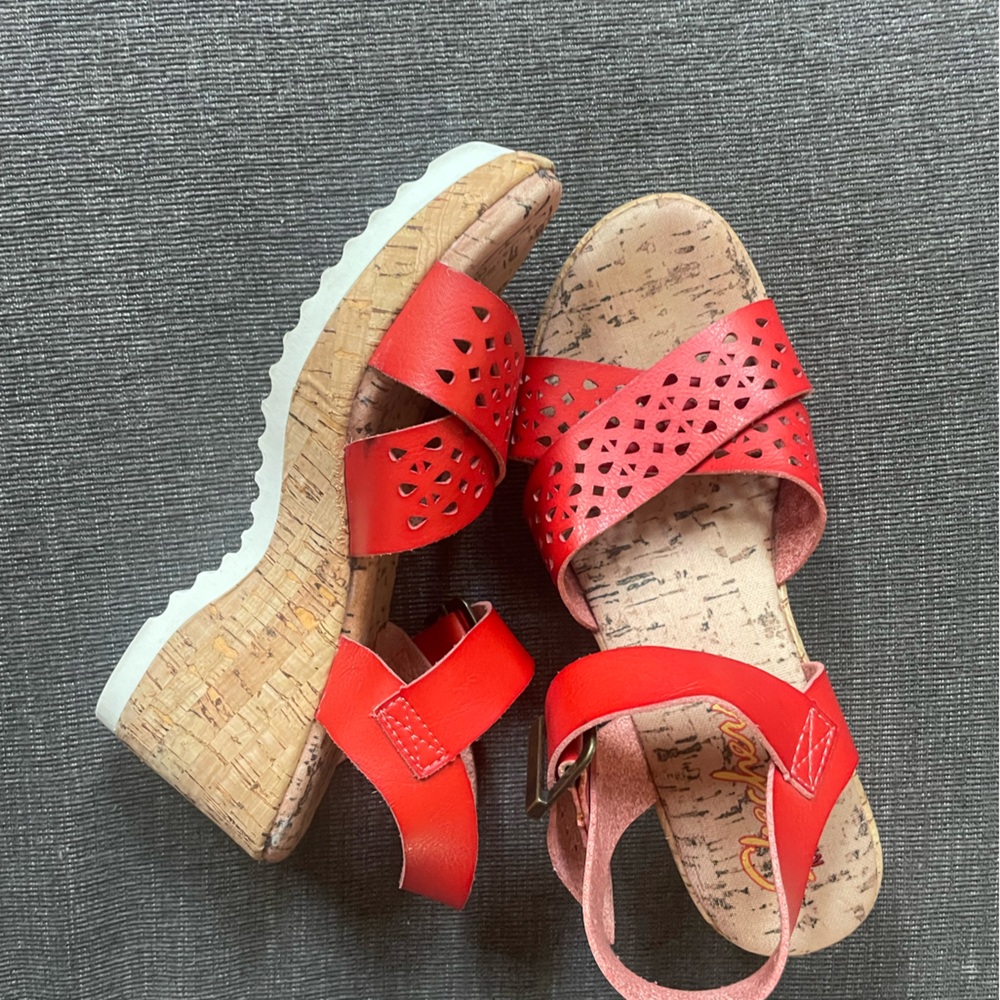 Skechers Cali Women's Bohemias Urban Pixie Wedge Sandals shoes red memory foam 6 - Picture 5 of 10